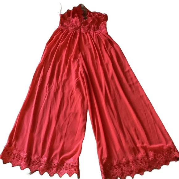 Lulus Sunny Days Dream Red Lace Jumpsuit Size Medium - Picture 4 of 10